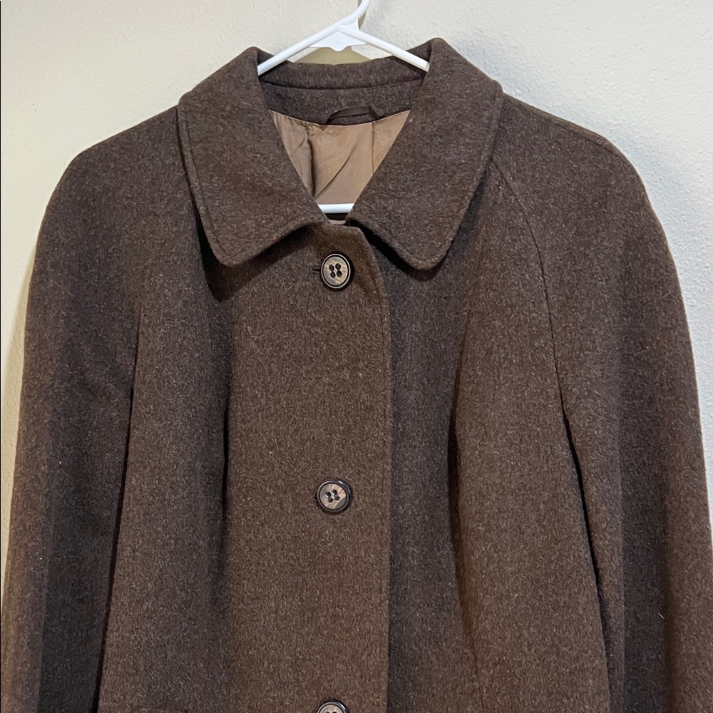 Women's Brown Trench Coat Wool and Alpaca. Made in Austria - Picture 2 of 15